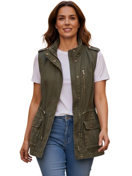 Ashley By 26 International Jackets & Blazers - Ashley By 26 International Olive Utility Vest with Snap Epaulets